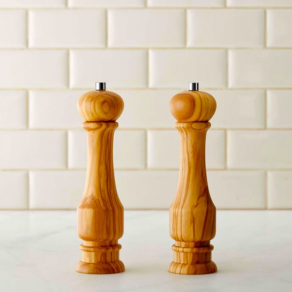 Williams Sonoma Traditional Olivewood Salt & Pepper Mills 9”
